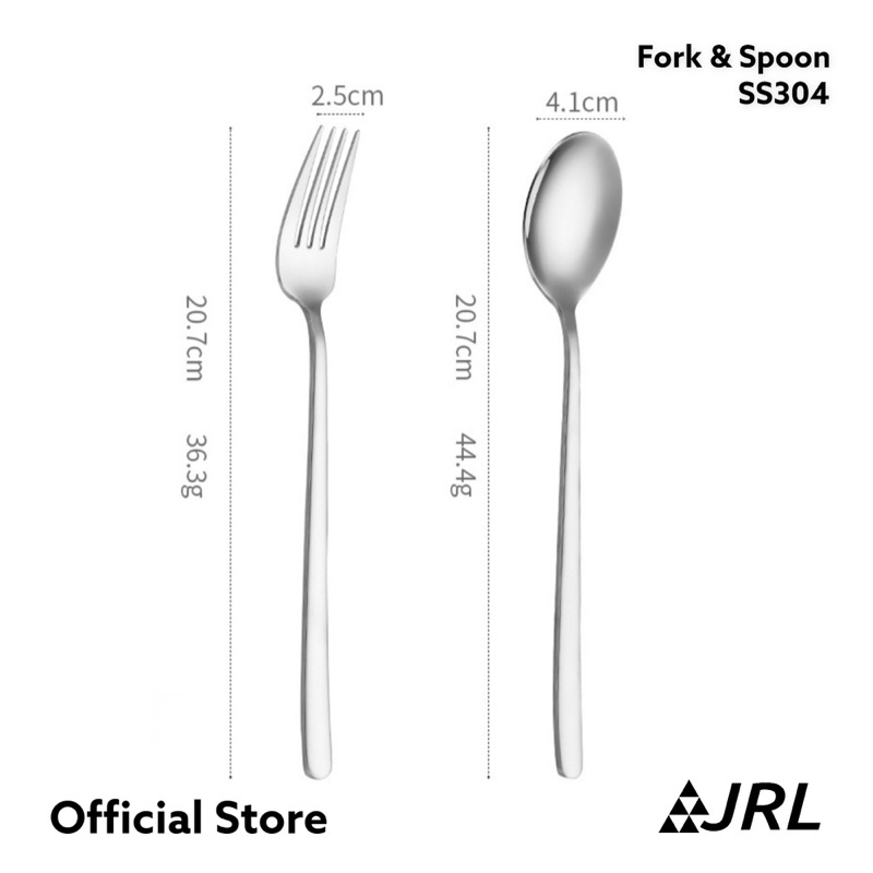 (AISI304) • ช้อน ส้อม สแตนเลส เกรดพรีเมียม • ยาว 20.7 cm • สไตล์เกาหลี • เนื้อหนา จับถนัดมือ