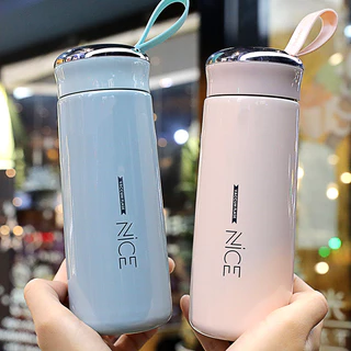 กระบอกน้ำแฟชั่น ขวดน้ำ กระติกน้ำ ขวดแก้ว 400 ml.(ด้านในเป็นแก้ว) แตกรับเคลม