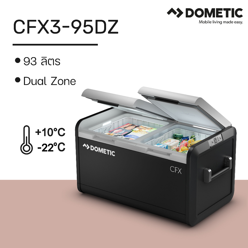 DOMETIC COOLFREEZE CFX3 95DZ  MOBILE DUAL-ZONE COMPRESSOR COOLER AND FREEZER, 93 L