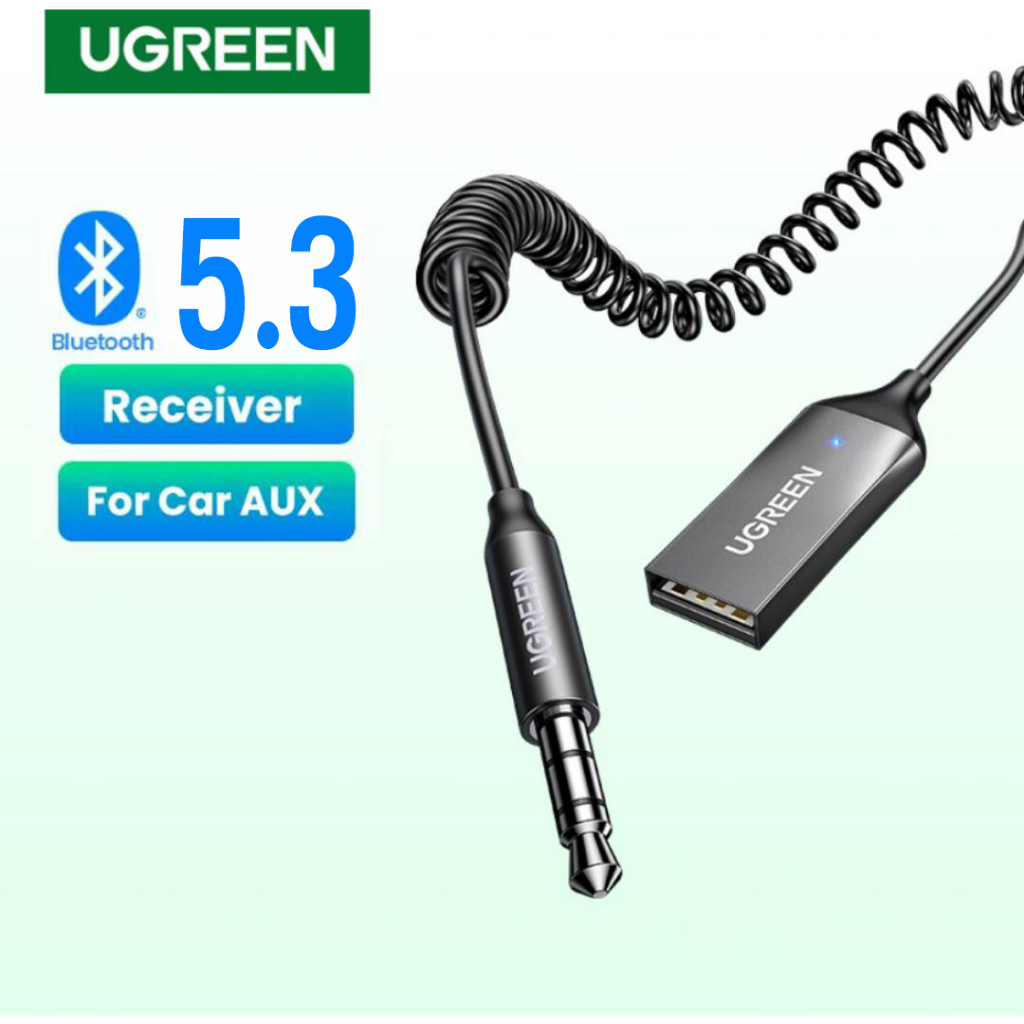 UGREEN Wireless Bluetooth Receiver 5.3 และ 5.1 USB สำหรับฟังเพลงบนรถยนต์ AUX หัวแจ๊คขนาด 3.5mm
