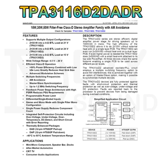 DIYsound ชิปเพาเวอร์แอมป์ TPA3116D2(tb21 502t）TDA7498e( ht21 ht22) TPA3255 TPA3221 IC แอมป์จิ๋วอะไหล่บลูทูธdiy