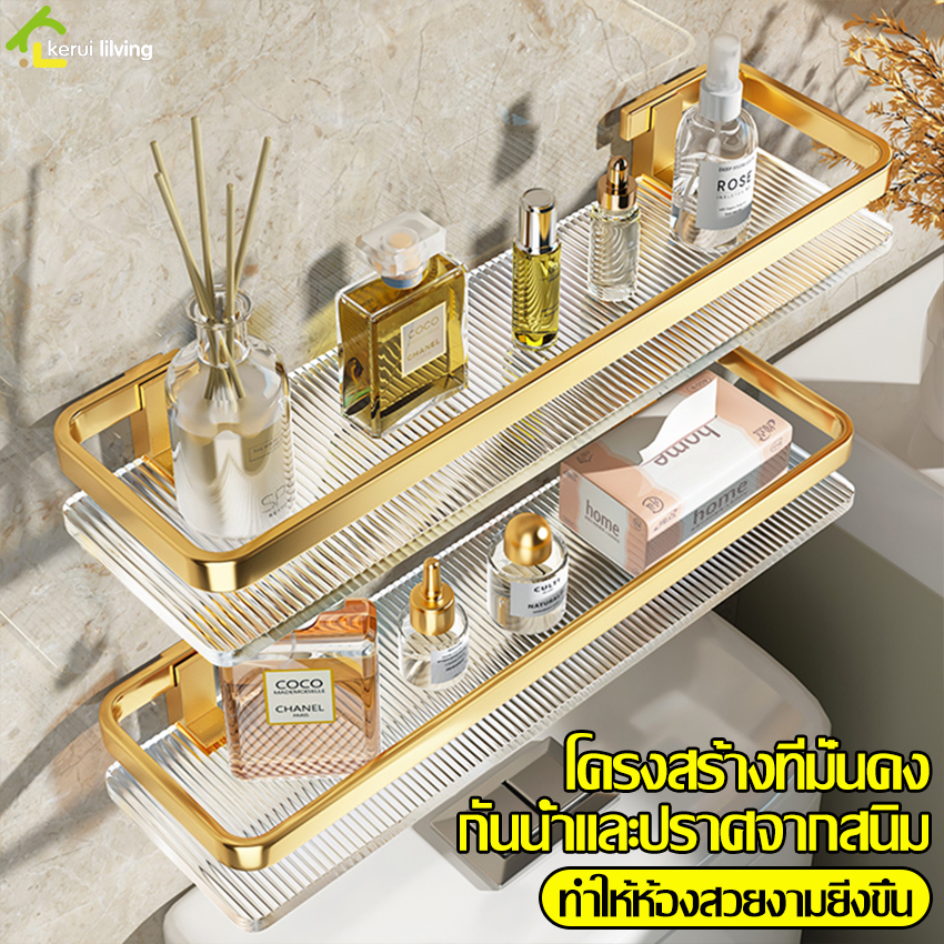 ชั้นวางของอะคริลิคใส แบบติดผนัง ที่วางของในห้องน้ำ อุปกรณ์ในห้องน้ำ ชั้นวางติดผนัง 30/40/50cm ดีไซน์หรูหรา กันน้ำ