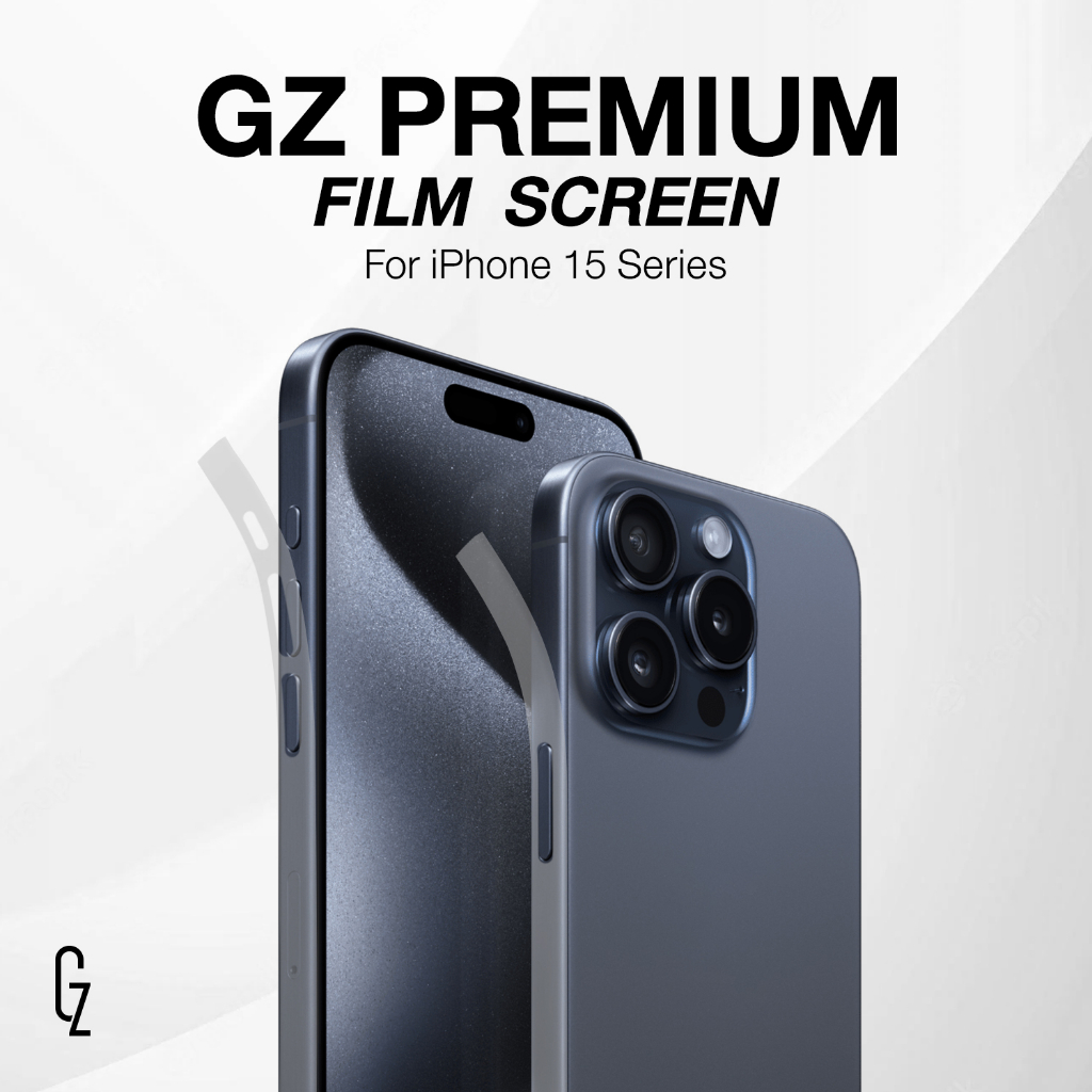 ฟิล์มกันรอย ขอบข้าง GZ Premium Screen สำหรับ ไอโฟน 15 / 15Plus / 15Pro / 15Promax ฟิล์มกันขอบ
