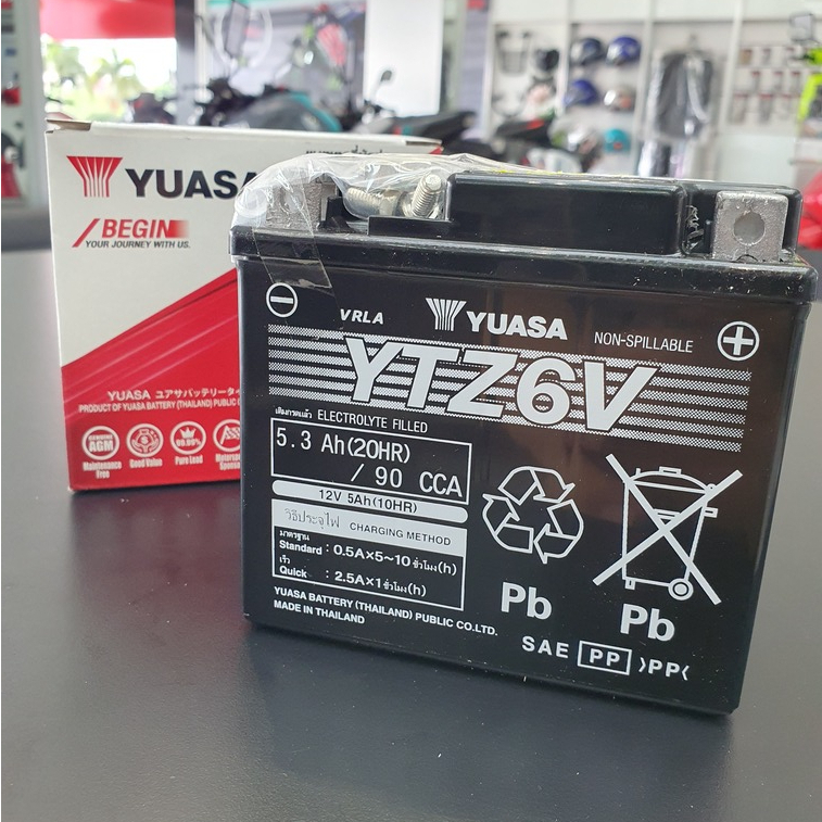 52BH210000 แบตเตอรี่ YTZ6V fiore filano 12V5.3V แท้ YUASA  Click 125 I PCX NMax155 CBR 150  แท้ yama