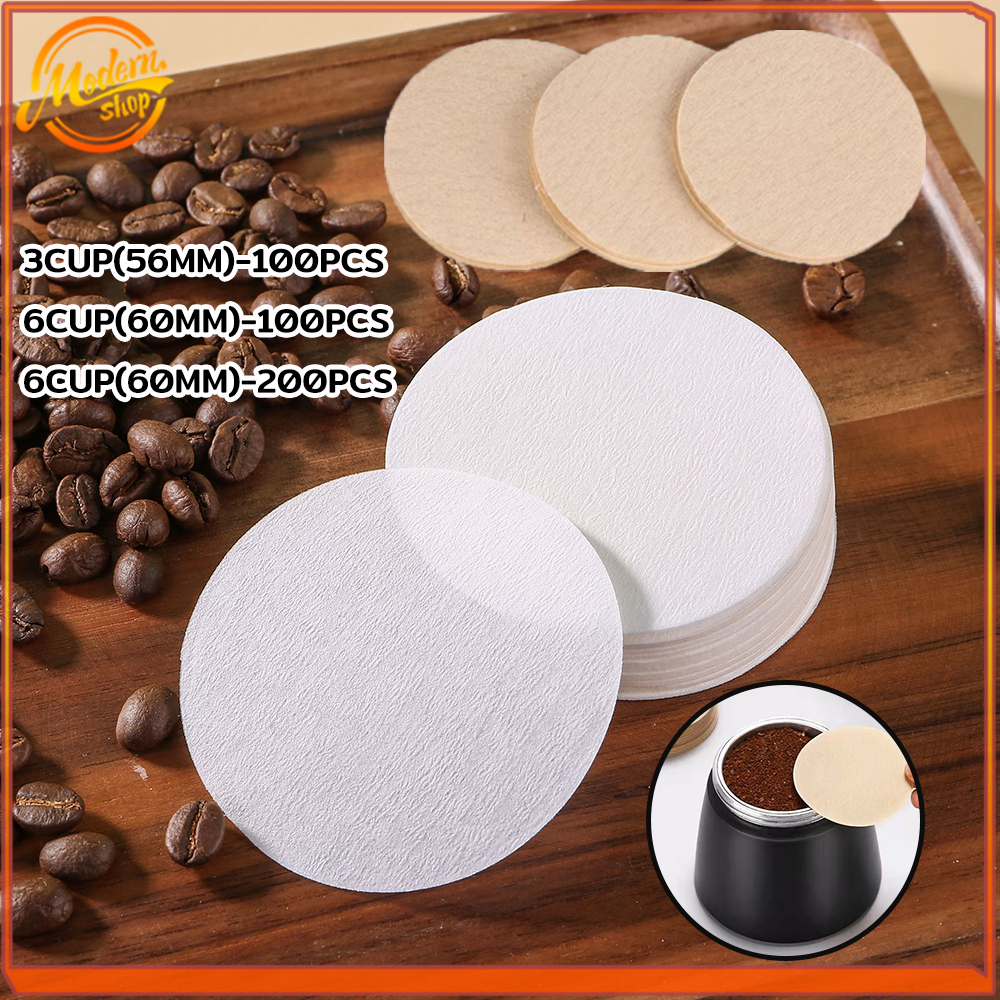 Moka Pot Paper Filter กระดาษกรองกาแฟ สำหรับหม้อต้มกาแฟ กระดาษดริป คุณภาพดี แบบหนา 100/200แผ่น