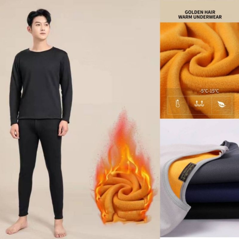 ลองจอนกันหนาว ผ้าหนาด้านในบุขนสีส้ม พร้อมส่งจากไทย