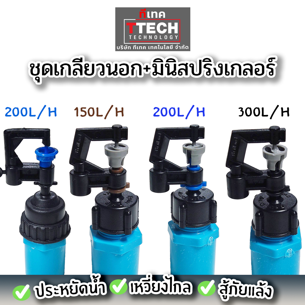 ชุด เกลียวนอก1/2+มินิสปริงเกอร์+ฝาเกลียว1/2 (4หุน)