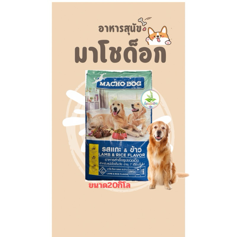 อาหารสุนัขมาโชด็อก MACHO DOG รส เนื้อแกะและข้าว ขนาด 20 กิโลกรัม