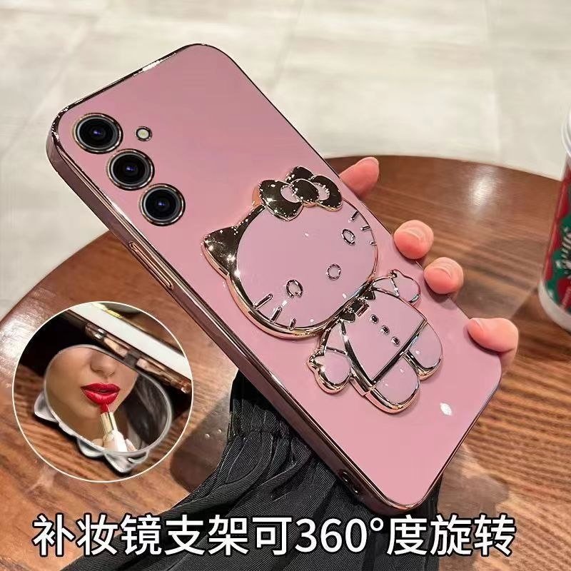 เคส TPU ขอบตรง คิดตี้ มีกระจก ขาตั้ง Samsung A25 A05 A05S A14 A24 A34 A54 A04 A04S A13 A13 4G เคสโทรศัพท์กันกระแทก