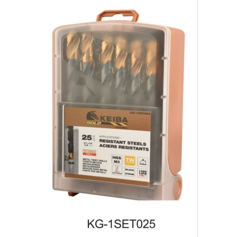 KEIBA​ KE-2515025 KG-1SET025 ชุด​ 25ตัว​ 1-13mm​ ชุดดอกสว่าน​ KEIBA​ 1-13มิล