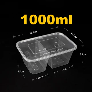 (แพ็ค50ชุด)กล่องอาหารพลาสติก/กล่อง2ช่อง/650/750/1000 ml