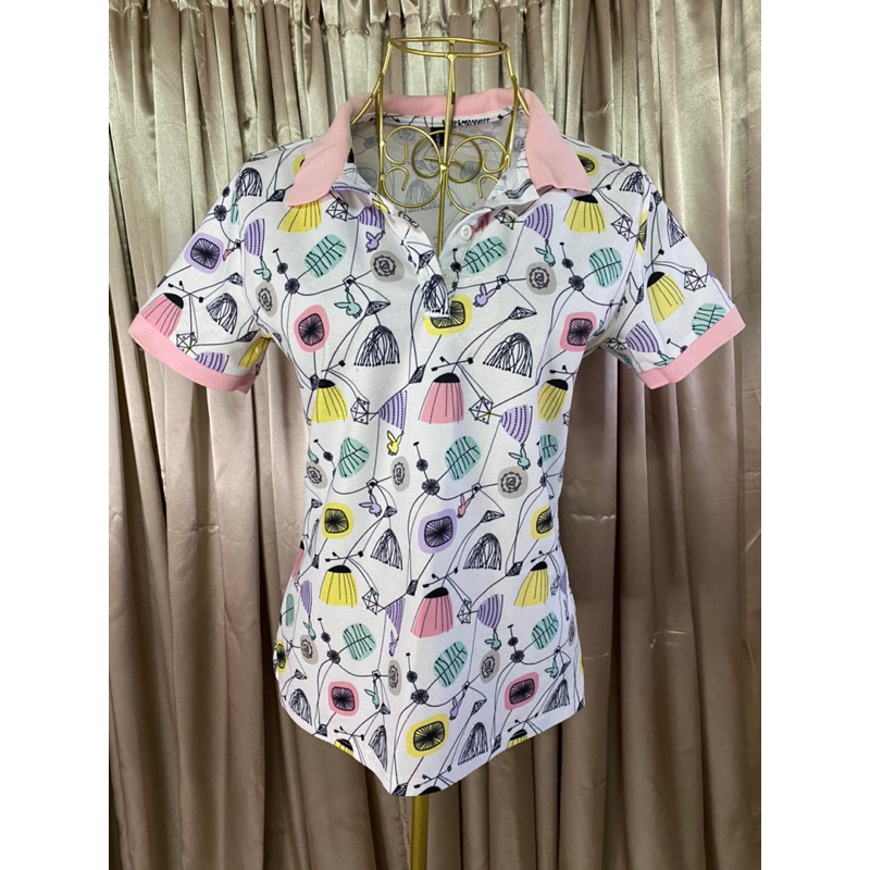 เสื้อคอปกลายน่ารัก อก32-34 ป้ายTwinshop