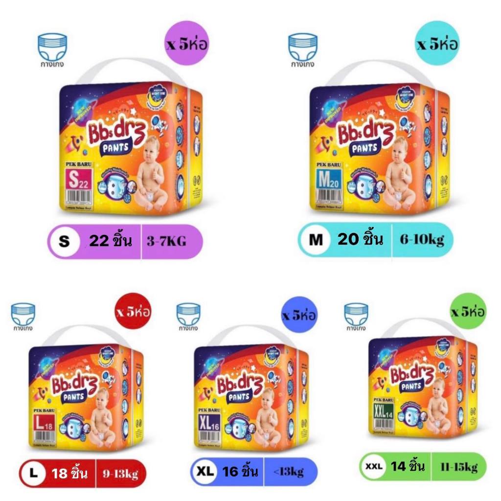 Bbsdry แพมเพิสแบบกางเกง Size S-XXL = 5 แพ็คเล็ก