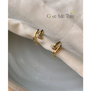 ต่างหูเงินแท้!! 925 วัสดุทองคำชุบ18K งานพรีเมี่ยม สไตล์มินิมอล Minimal รุ่นห่วงNail Givemethat