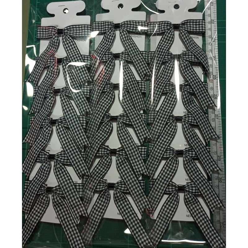 โบว์สก๊อตสีดำขาวขนาดริบบิ้น3/4" จำนวน 1 แพ็ค