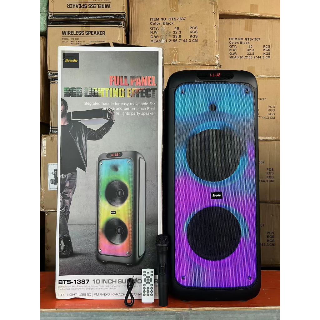 ลำโพงบลูทูธ รุ่นBTS-1387  รองรับAUX/TF/USB ปรับเบส/แอคโค่ได้ ทรงสวยมีล้อลากลำโพงขนาด10*2ดอก ฟรีไมค์ล