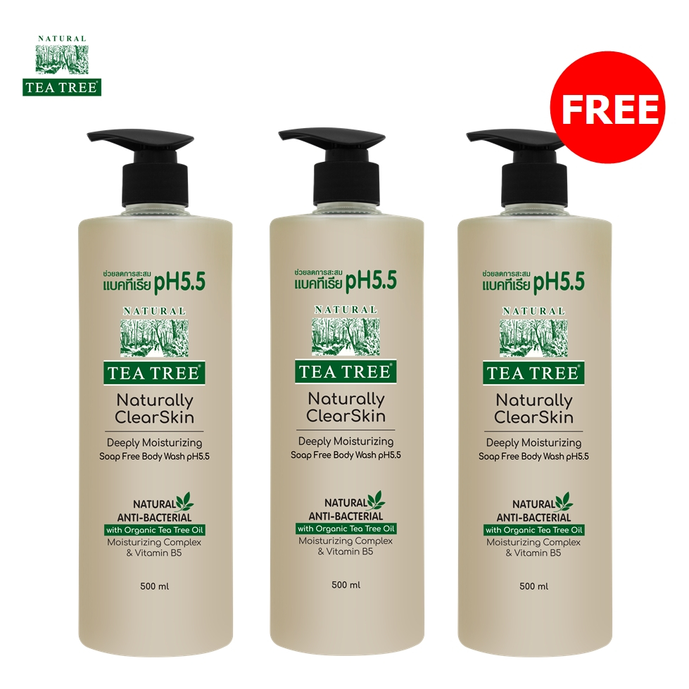 [2 แถม 1] Tea Tree ที ทรี เจลอาบน้ำ ดีพลี่มอยเจอร์ไรซิ่ง 500 มล. Deeply Moisturizing pH 5.5 สบู่เหลว ครีมอาบน้ำ