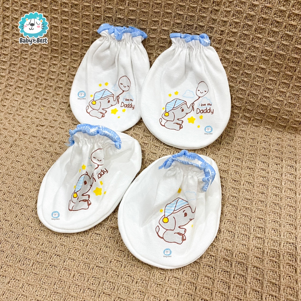 Little เซตถุงมือ+ถุงเท้า เด็กอ่อน แรกเกิด ทารก ผ้า Cotton แพ็ค 1 เซต