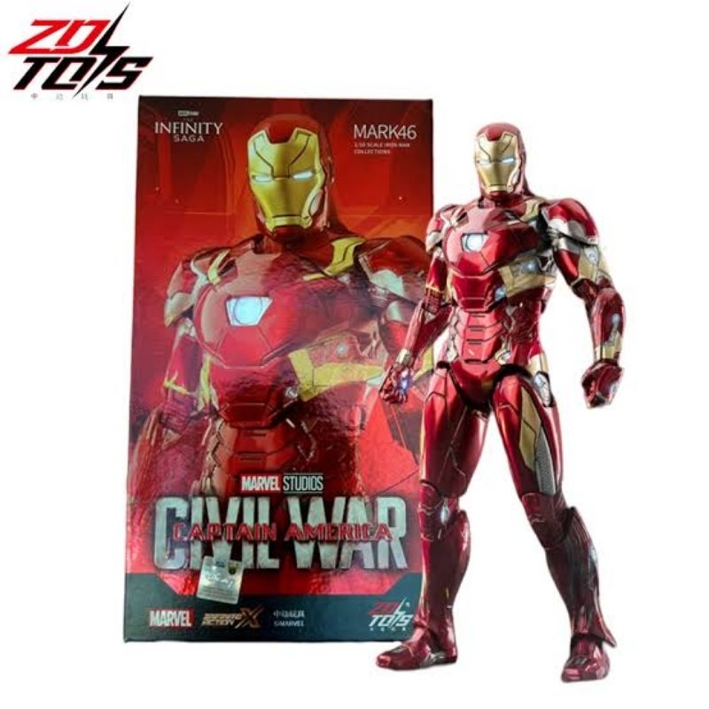 พร้อมส่ง💥 โมเดล Ironman Mark 46 Civil War Infinity Saga อลังการ งานแท้ลิขสิทธิ์ ZD Toys💥 สูง 19 Cm เปลี่ยนมือ Actionได้