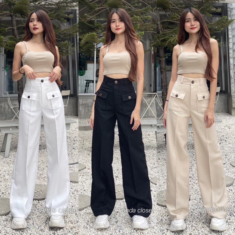 New collection PD19 กางเกงขากระบอกรุ่นแต่งกระเป๋าหน้าพร้อมส่ง🛒