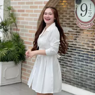 Dress แขนยาวออกงานทรงสูทผูกโบว์ ✨