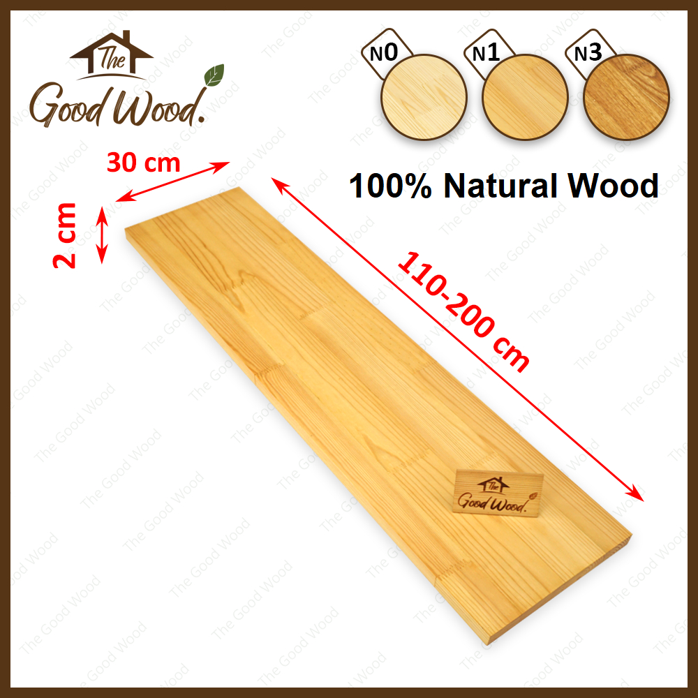 ชั้นวางของ ไม้สน หนา 20 mm. กว้าง 30 cm. x ยาว 110-200 cm. AA ต่อฟันปลา ไม้สนประสานแผ่น