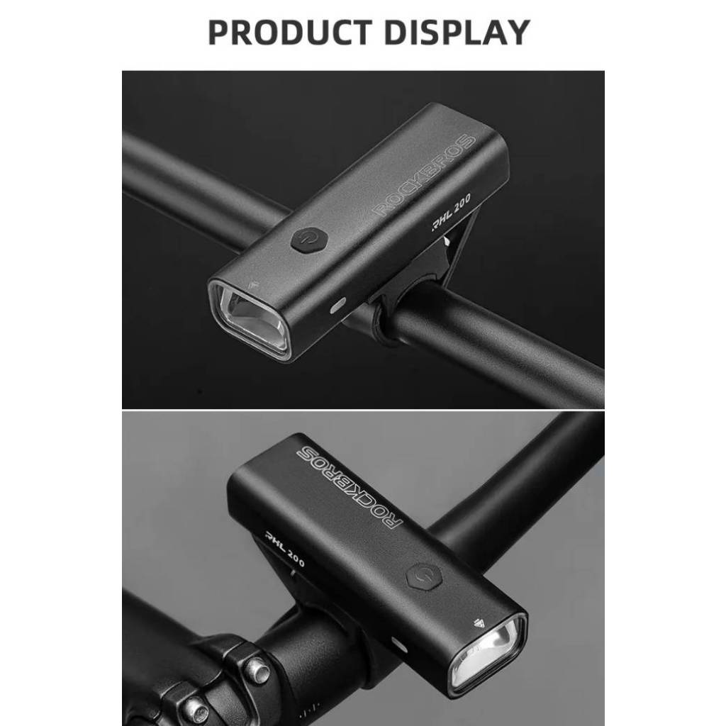 ไฟหน้า  rockbros 400lm /200 lm ชาร์จไฟได้ พกพาสะดวก