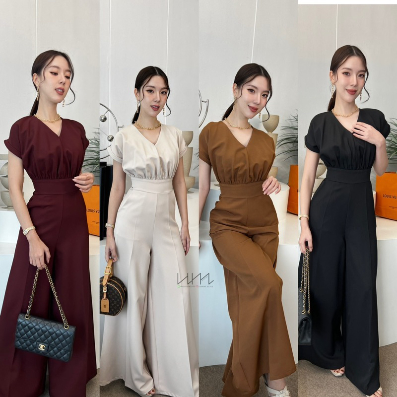 YouandMeByBlue : (แบรนด์แท้) Thicha Jumpsuit (จั๊มสูทขายาว)