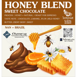 เมล็ดกาแฟคั่วกลาง Honey Process Blend เมล็ดพิเศษ คั่วกลาง Full City ชงได้ทั้งร้อนและเย็นหอมนุ่มพิเศษ