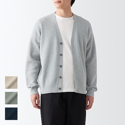 เสื้อไหมพรมผู้ชาย MUJI : Men Shape-maintaining Cardigan #19384731464