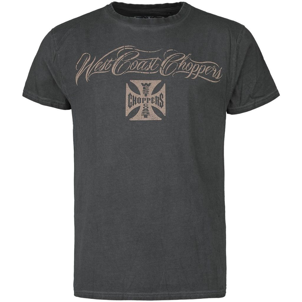 เสื้อยืดแขนสั้น WEST COAST CHOPPERS รุ่น Eagle Crest T-Shirt Oil Dye Anthracite ของแท้ 100% นำเข้าจา