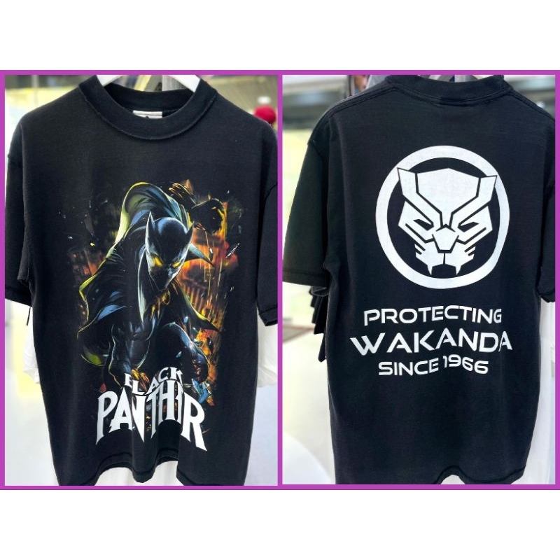 เสื้อMarvel ลาย Black Panthar วินเทจ สีดำเฟด