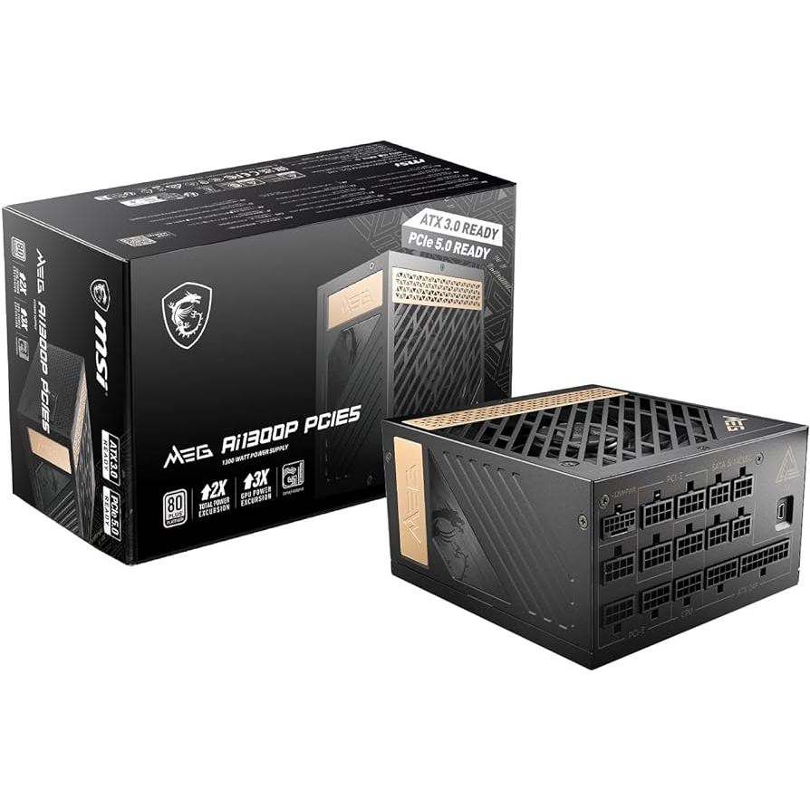 POWER SUPPLY (อุปกรณ์จ่ายไฟ) MSI MEG Ai1300P PCIE5 - 1300W 80 PLUS PLATINUM (ATX)