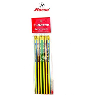 Horseตราม้า ดินสอดำ HB แท่งเหลี่ยม มียางลบ H-2547 แพ็ค 6 แท่…