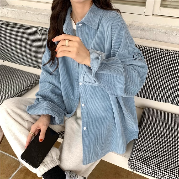 MCB888 เสื้อสไตล์สตรีทแฟชั่นเกาหลีวินเทจ ผ้าลูกฟูกอก46 ใส่ได้ทั้งหญิง-ชาย free size มี3สี ส่งไว