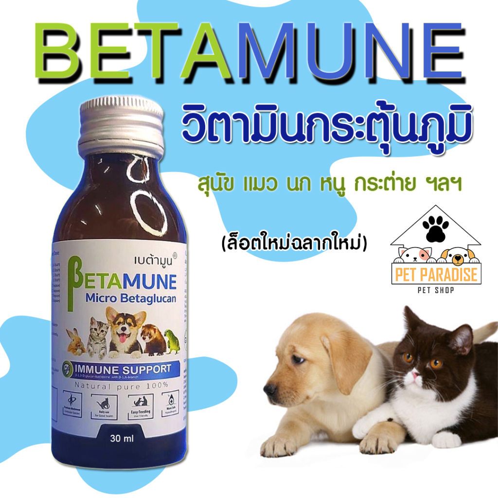 Betamune micro betaglucan เบต้ามูนวิตามินกระตุ้นภูมิสุนัขและแมว ผลิตจากเบต้ากลูแคนโมเลกุลเล็ก 30 ml.