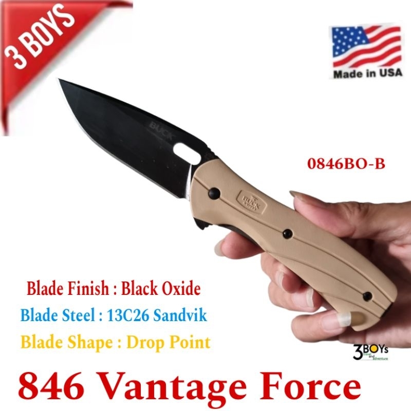 มีด Buck รุ่น 846 Vantage Force Folding Knife ใบมีด  3.25" ระบบ Flipper เปิดด้วยมือเดียว ด้ามไนลอน น้ำหนักเบา ผลิต USA.