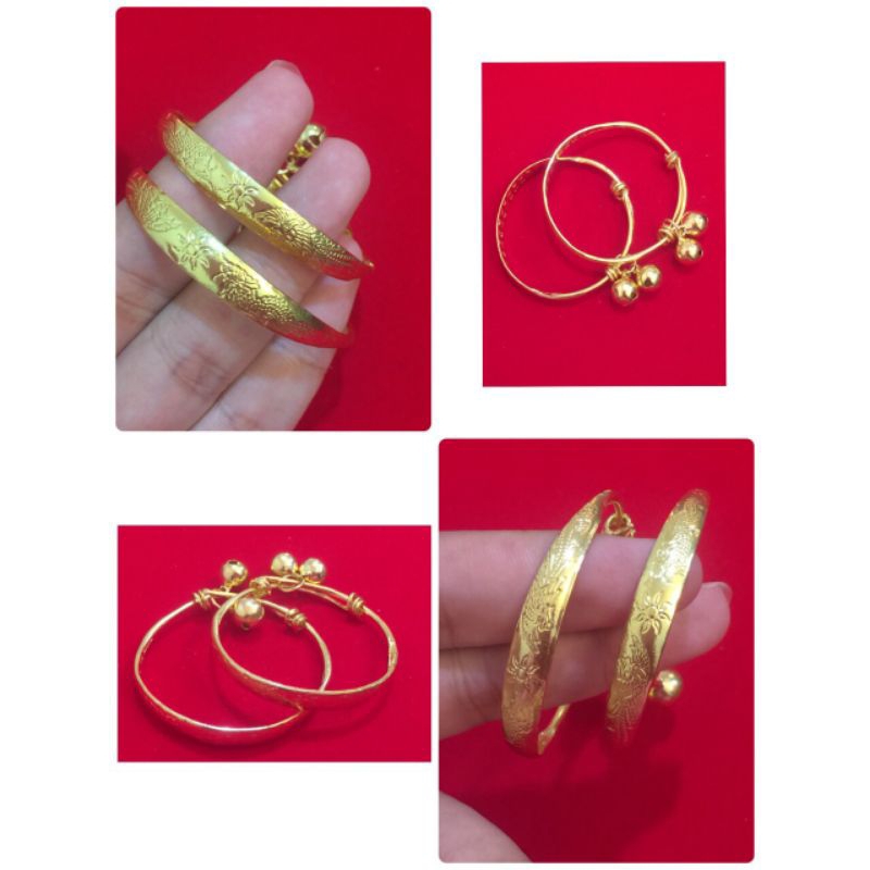 กำไล ข้อเท้าเด็ก แกะสลัก ลายมังกร หุ้มทอง 96.5% ไม่แพ้ ไม่คัน ทนทาน ฟรีไซส์ปรับขนาดได้ แรกเกิด - 2 ปีใส่ได้ เกรดร้านทอง