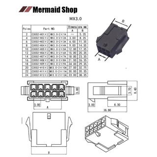 MX3.0 ปลั๊ก 2-24 ช่อง PCI-E Connector Terminal Crimp Pin Plug 5557