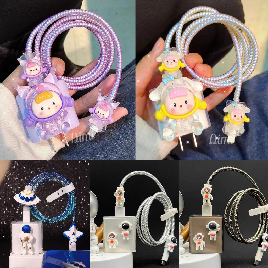 ชุดถนอมสายชาร์สำหรับ ไอโฟน ชุดเเต่งสาย สำหรับ สายชาร์จ 20วัต เคสหัวชาร์จ Adapter 20w กันสายหัก ลายการ์ตูน 35W
