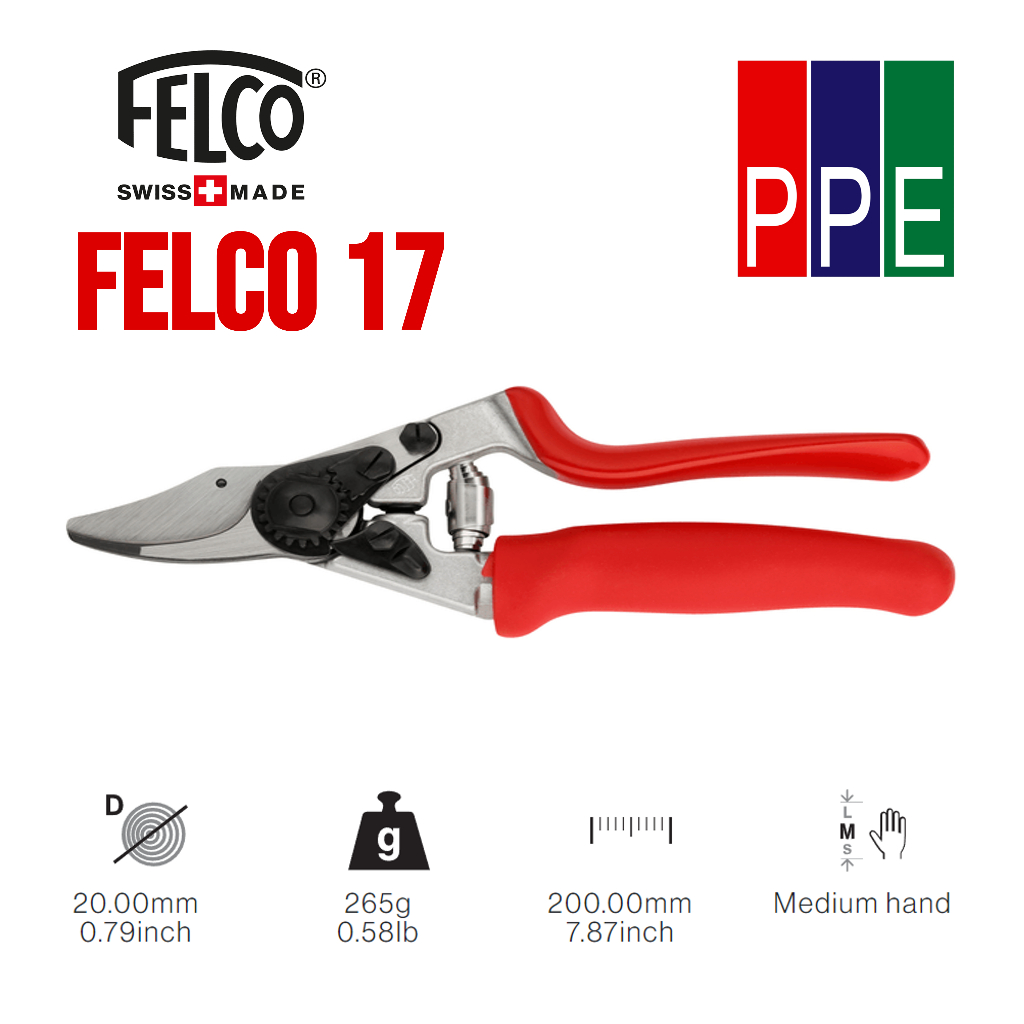 FELCO 17 [FELCO] กรรไกรตัดแต่งกิ่ง กรรไกรงานสวน สำหรับมือซ้าย High performance - Ergonomic - Compact - For left-handers