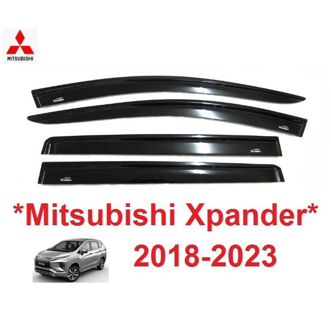 สีดำทึบ 1ชุด กันสาดประตู MITSUBISHI XPANDER 2017 - 2023 กันสาดรถยนต์  มิตซูบิชิ เอ็กซ์แพนเดอร์  AO 3 นิ้ว ของแต่งรถ