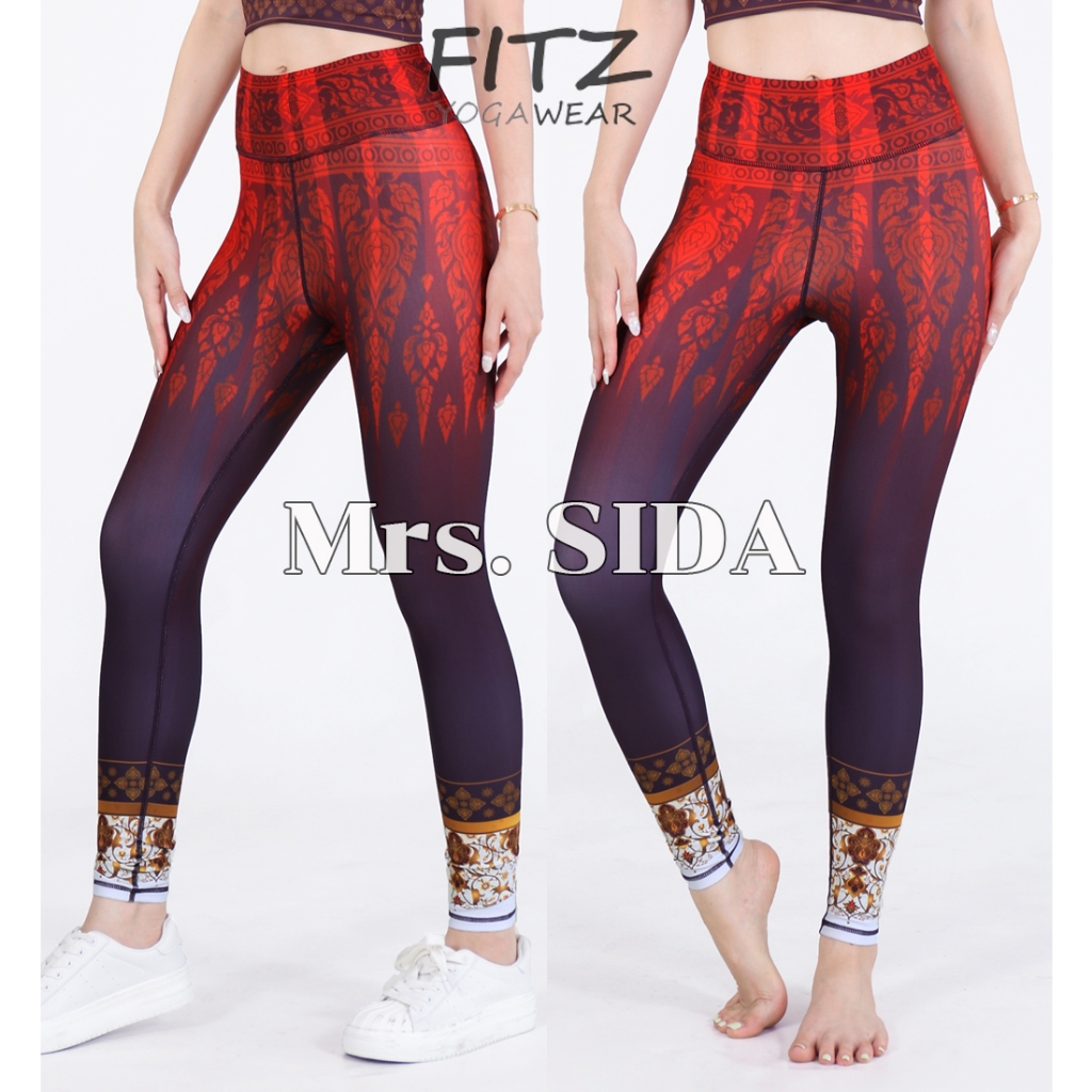 Fitz กางเกงโยคะ ออกกำลังกาย ขา9ส่วน ลายสีดา - Mrs. Sida