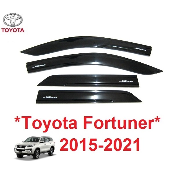 สีดำ กันสาด Toyota Fortuner 2015 - 2021 กันสาดประตู โตโยต้า ฟอร์จูเนอร์ กันลม Windshield Visor คิ้วก