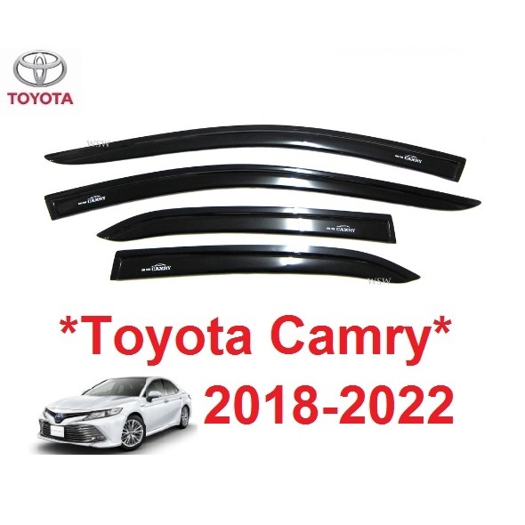 1ชุด สีดำ กันสาด Toyota camry 2018 - 2022 รถยนต์ โตโยต้า แคมรี่ Windshield กันสาดประตู กันลม กันสาดรถยนต์ กันฝน