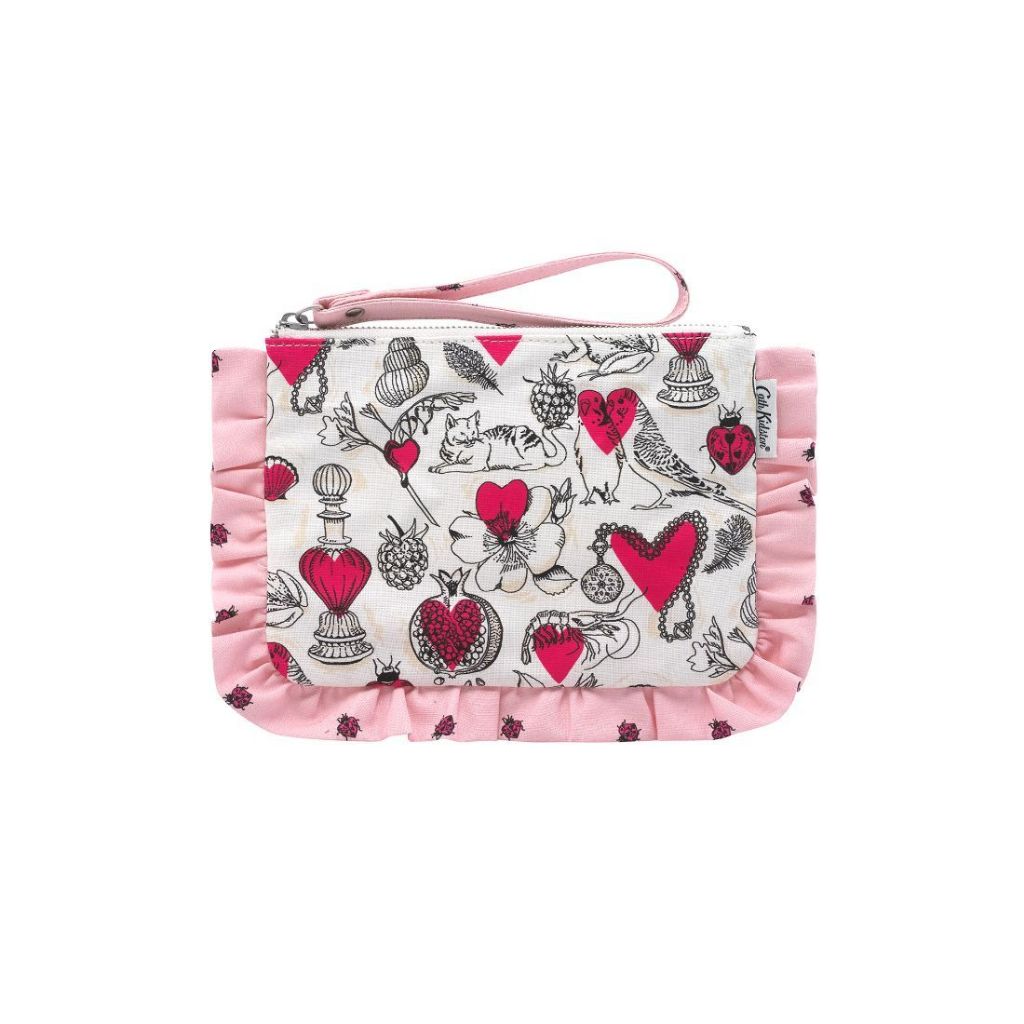 Cath Kidston Frill Wristlet Pouch Shape my Heart