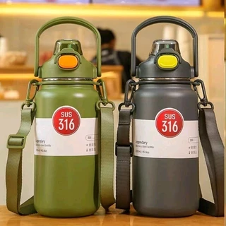 กระบอกน้ำเก็บเย็น 1.2L 1.4Lลิตร สแตนเลส 316 กระติกเก็บความเย็น แก้วเก็บความเย็น พร้อมหลอด เก็บน้ำร้อน/เย็น