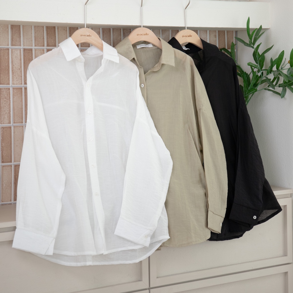 avo souffle light shirt เชิ้ตทรง oversize เนื้อผ้าลายริ้ว