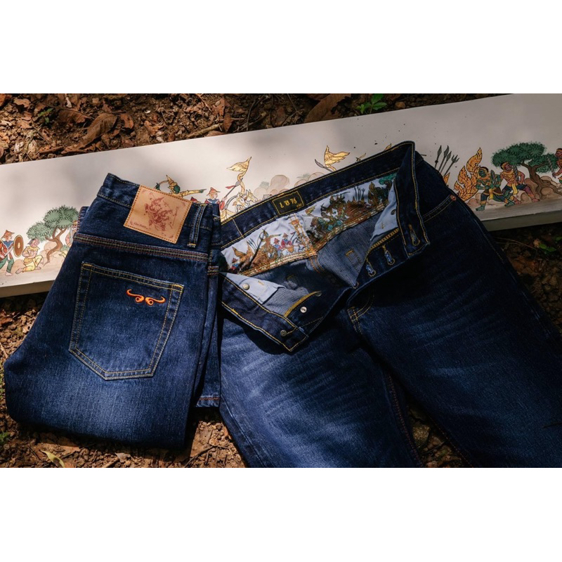 Khendenim รุ่น ทศกัณฐ์ ผ้า15Oz ทรงกระบอกตรง สินค้าแบรนด์ไทยของแท้