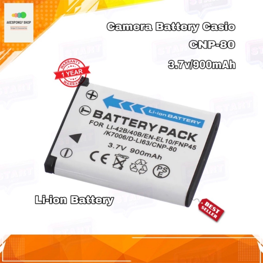 แบตเตอรี่กล้อง Camera Battery Casio CNP-80 / CNP80 /CNP-82 /CNP82 (3.7v/900mAh) Li-ion Battery รับปร